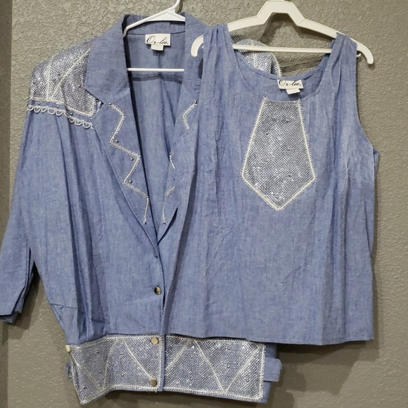 Or-Lee vintage chambray 2piece tank top and jacket - Picture 3 of 8